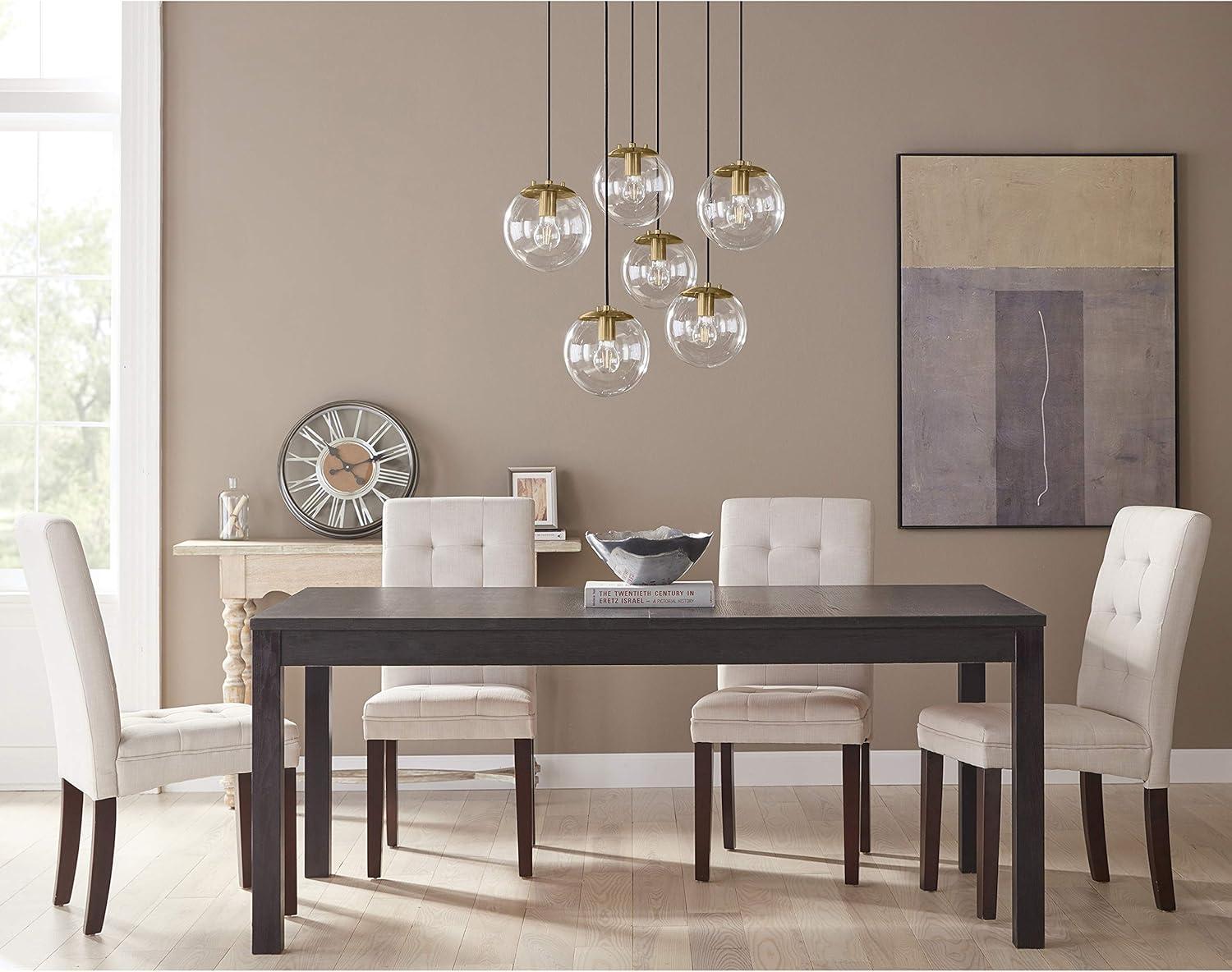 Linea di Liara Sferra Modern Large Glass Pendant Light Kitchen Island Brass Pendant Lighting Smoked Glass Globe Pendant Light Mid Century Hanging Light Fixture, LED Bulb Included, UL Listed