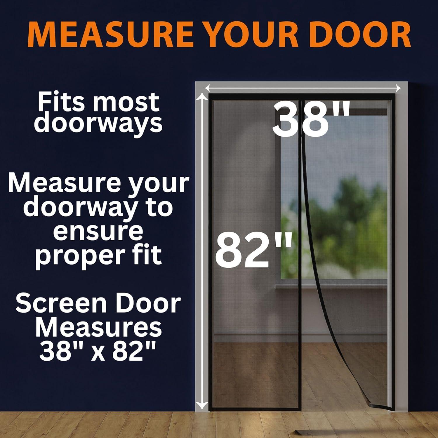 Easy Install Upgraded Magnetic Screen Door Mesh 38”x82” – Strong Magnets, Pet Tested, Keeps Bugs Out