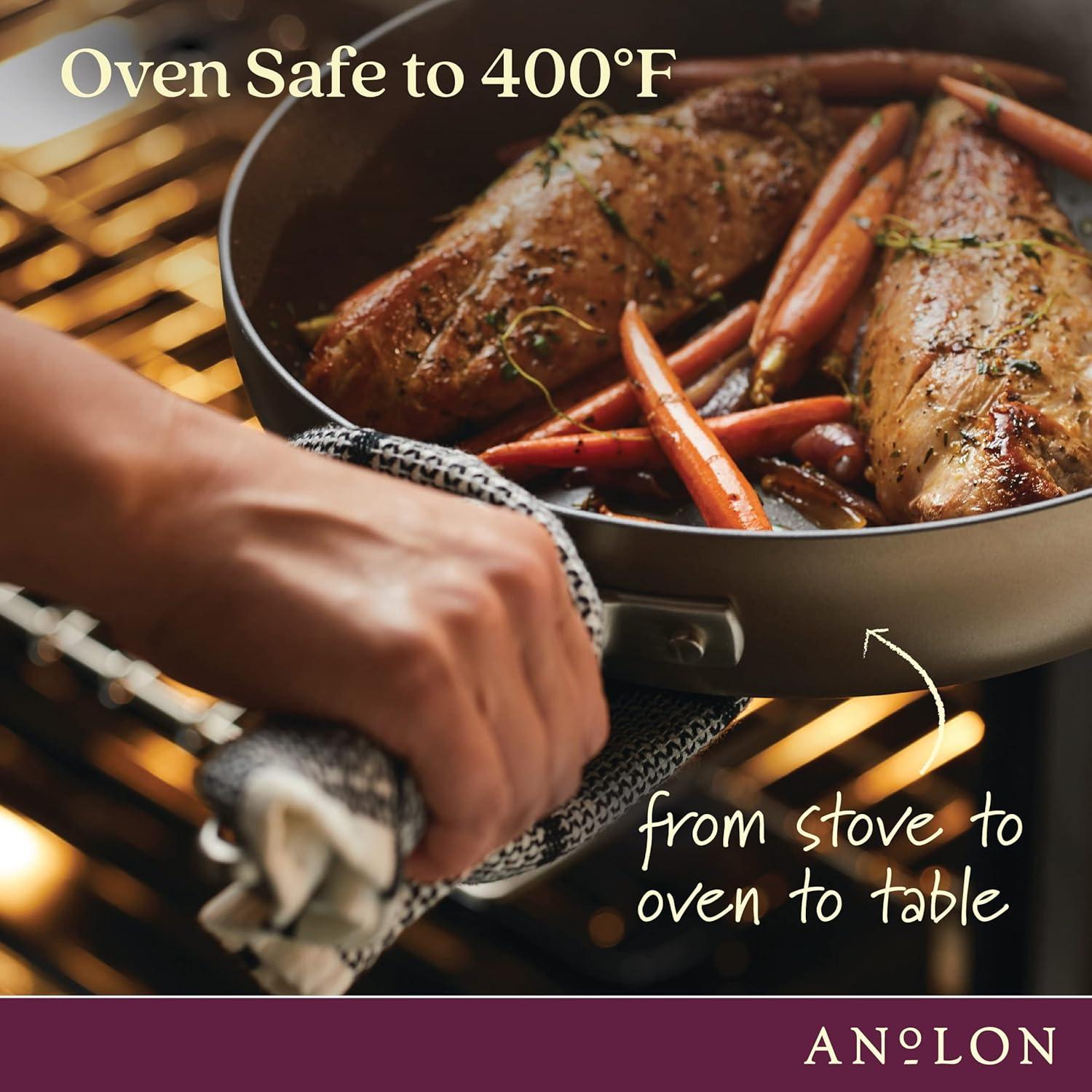 Anolon Advanced Home 7.5qt Covered Wide Stockpot Bronze: Nonstick Hard Anodized Aluminum, Gas & Electric Compatible