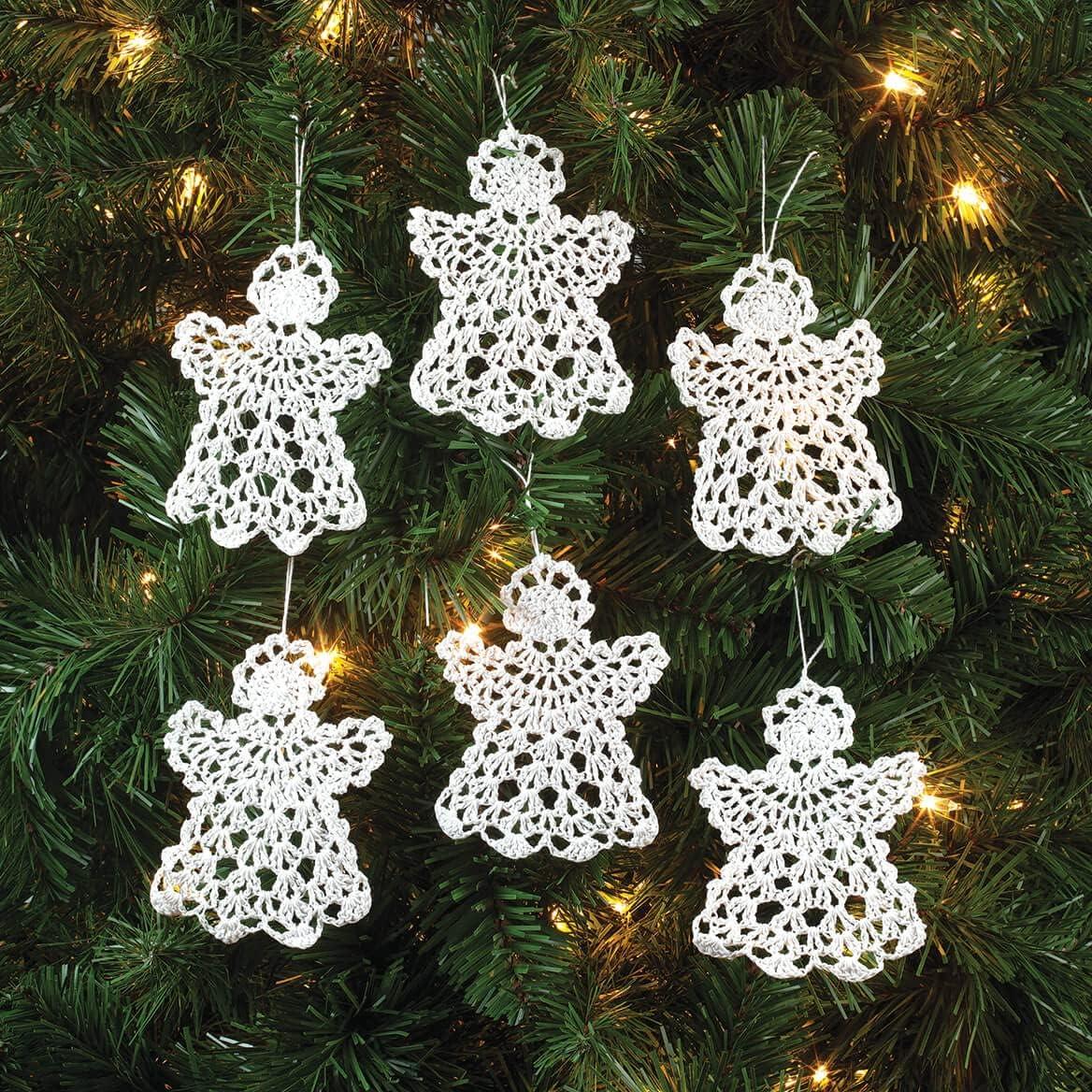 Crocheted Angel Ornaments, Set of 6