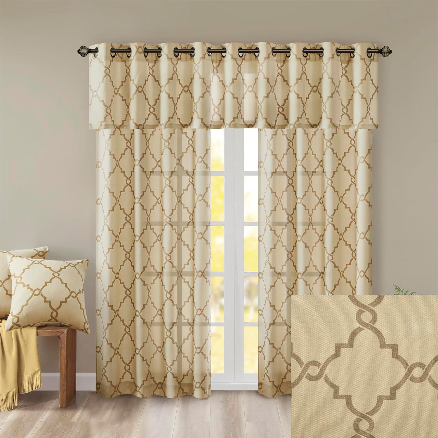 Madison Park Saratoga Fretwork Print Grommet Top Single Window Valance