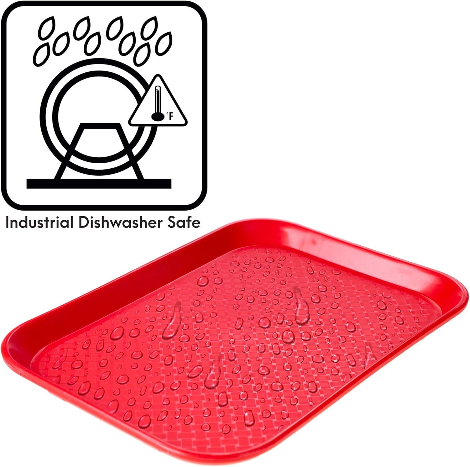 Fast Food Cafeteria Tray | 10 x 14 Rectangular Textured Plastic Food Serving TV Tray | School Lunch, Diner, & Commercial Kitchen Restaurant Equipment (Blue)