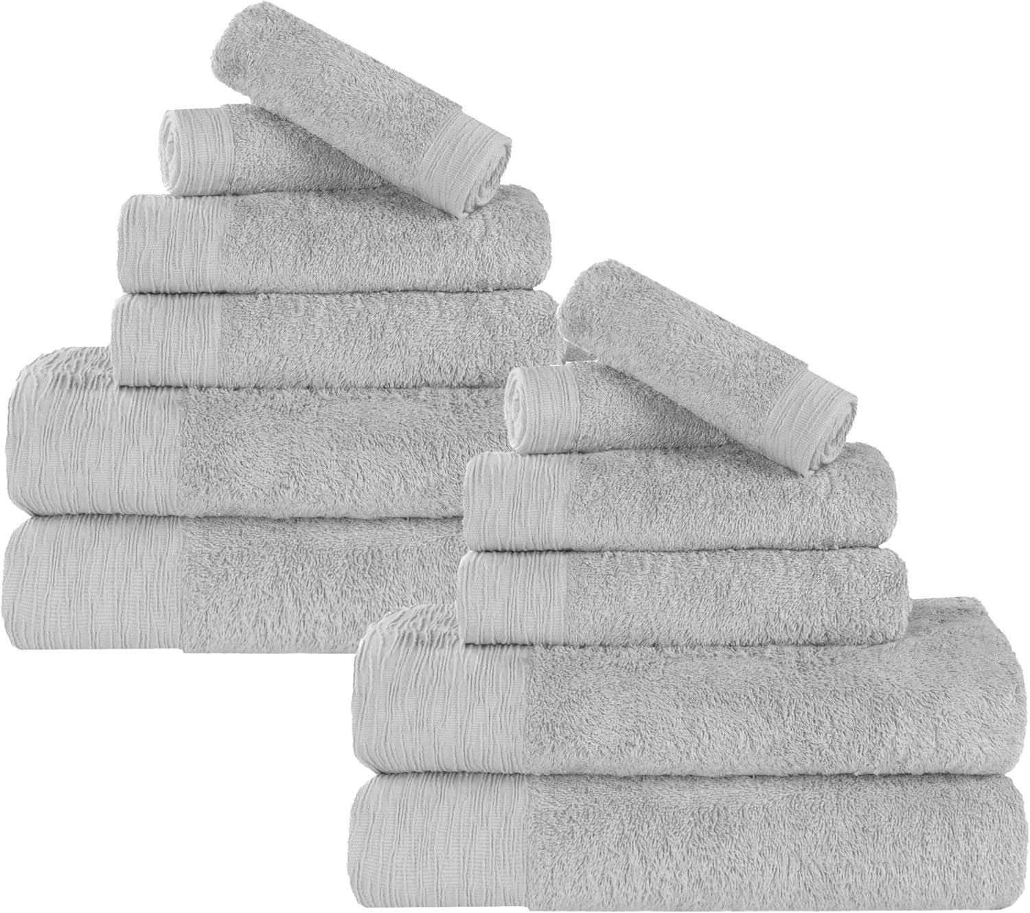 Superior Rayon from Bamboo Soft Modern 12-Piece Towel Set, Platinum
