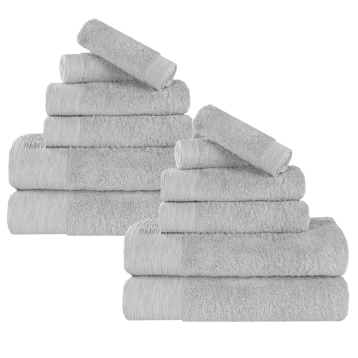 Superior Rayon from Bamboo Soft Modern 12-Piece Towel Set, Platinum