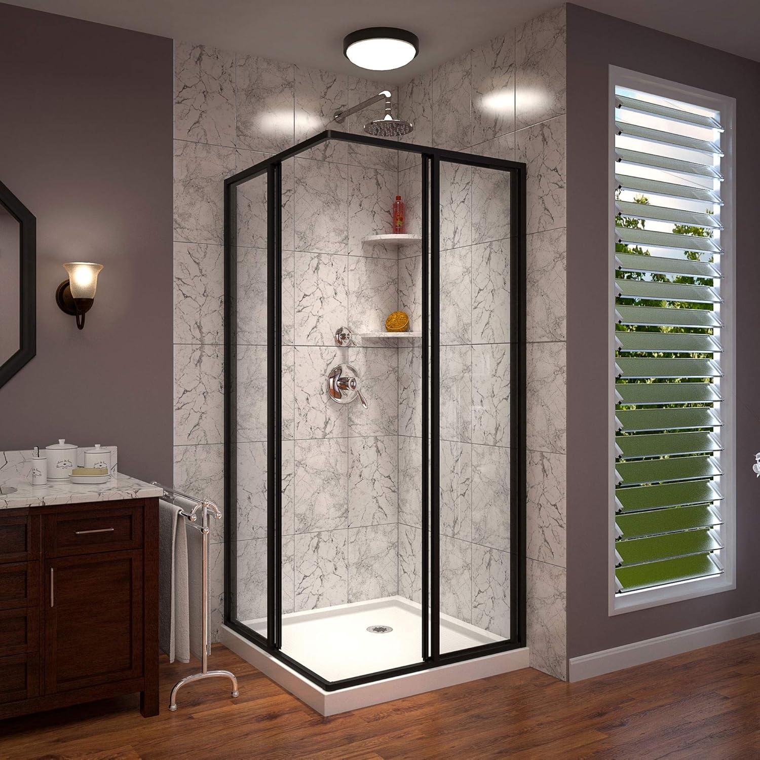 Cornerview 36" x 74.75" Framed Square Sliding Shower Enclosure with Base Included