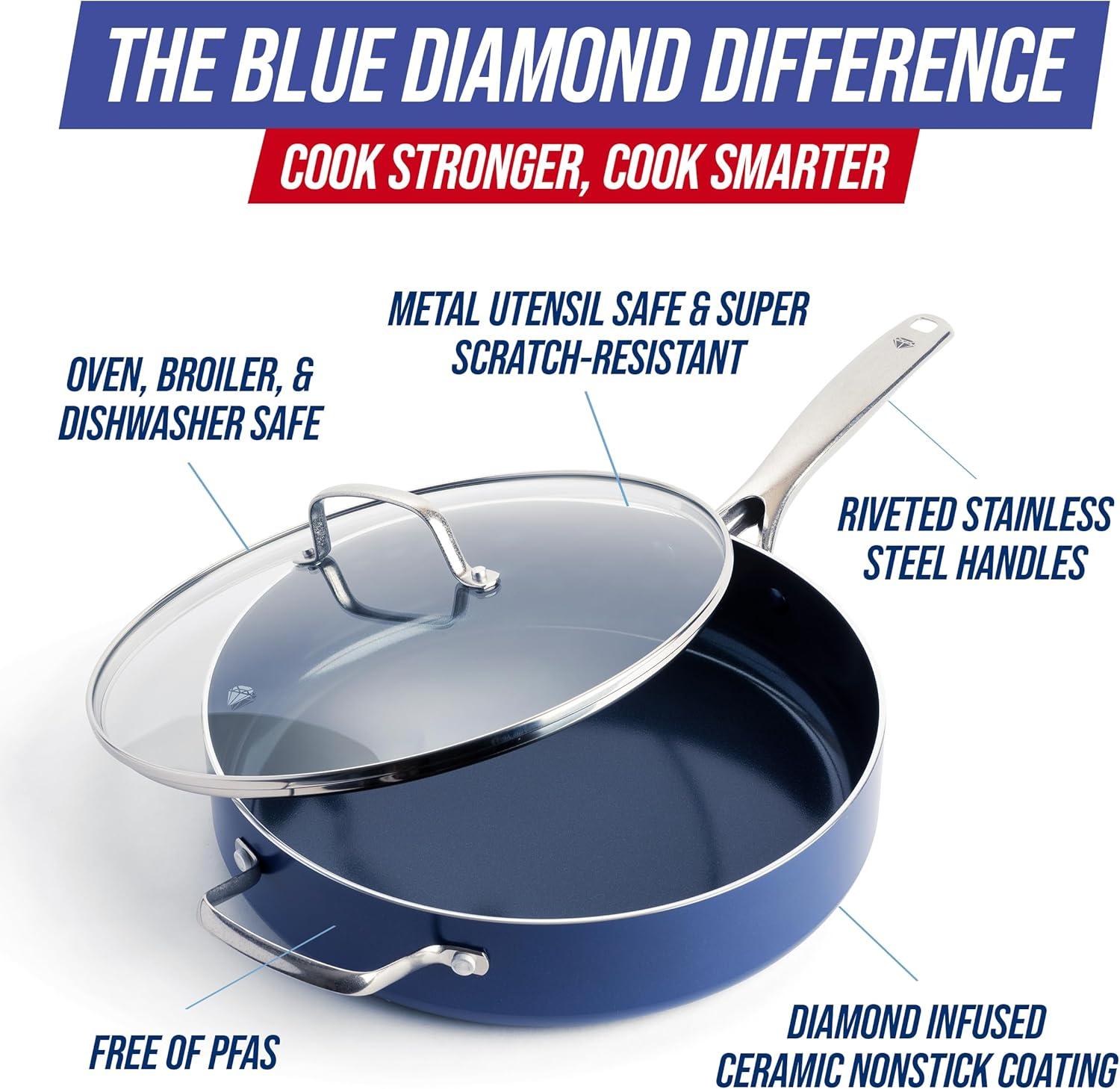 Blue Diamond Blue Diamond 5 qt. Non-Stick Saute Pan with Lid