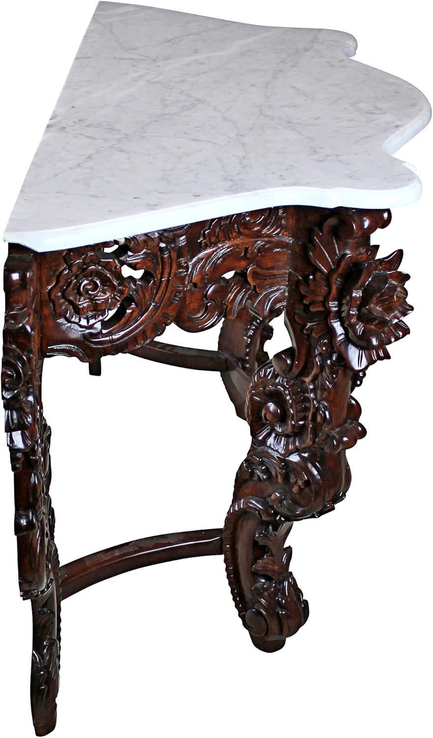 Viennese Salon Inspired 54'' Mahogany Console Table with Marble Top