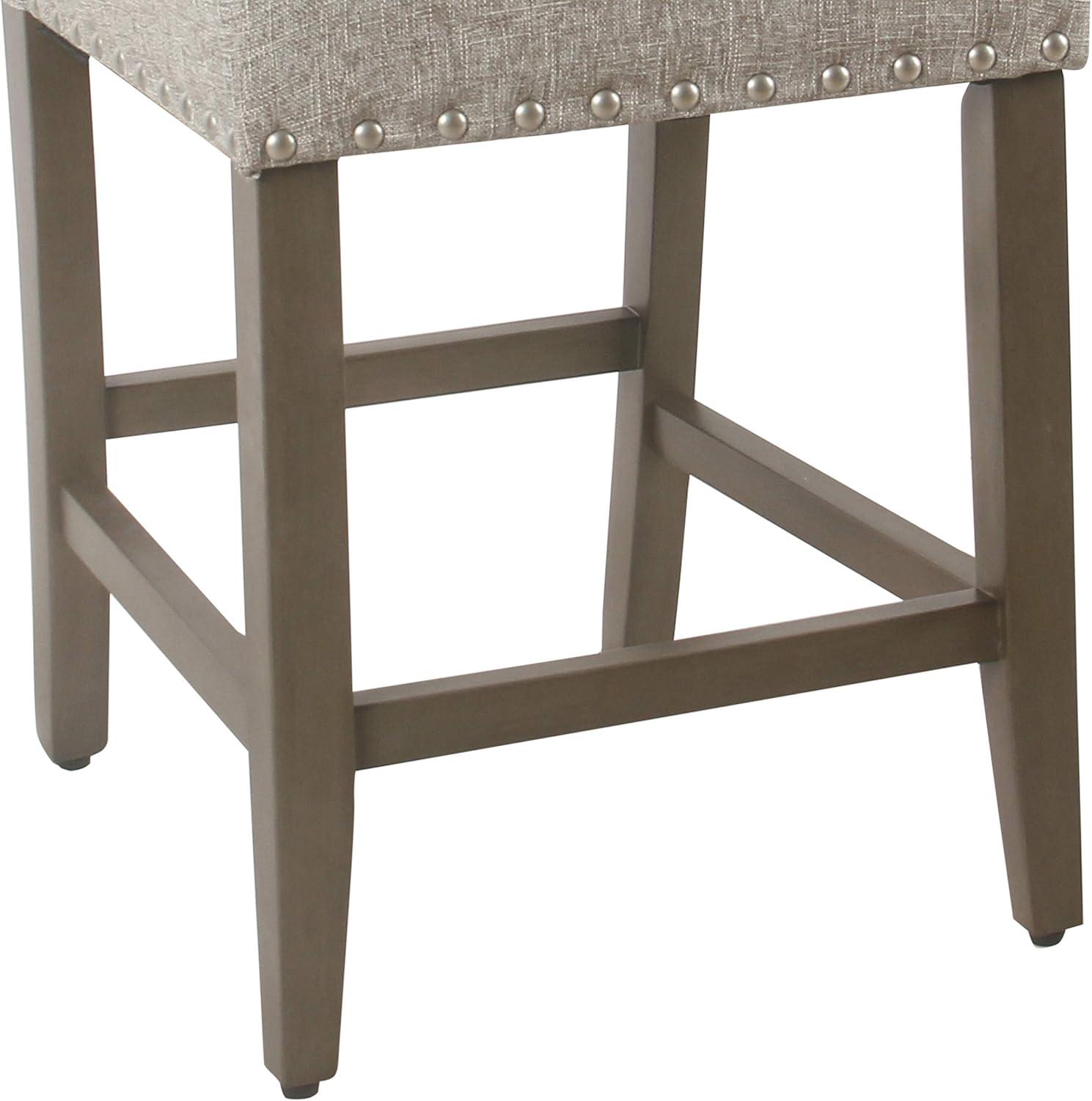 Sterling Gray 24" Upholstered Wood and Acrylic Counter Stool with Nailhead Trim