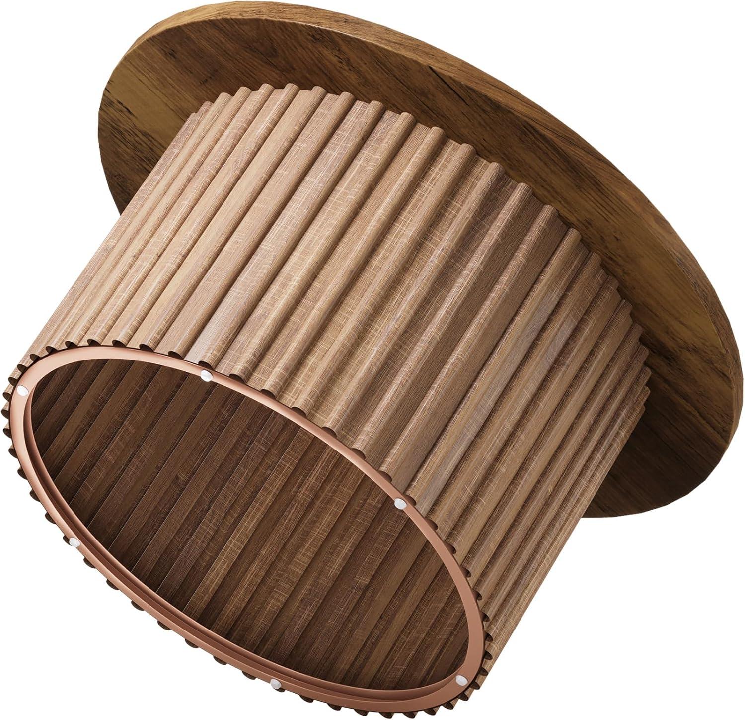 Resenkos Center Coffee Table, Living Room Table,31.5" Coffee Table, Farmhouse Circle Center Table Sofa Side Table Brown