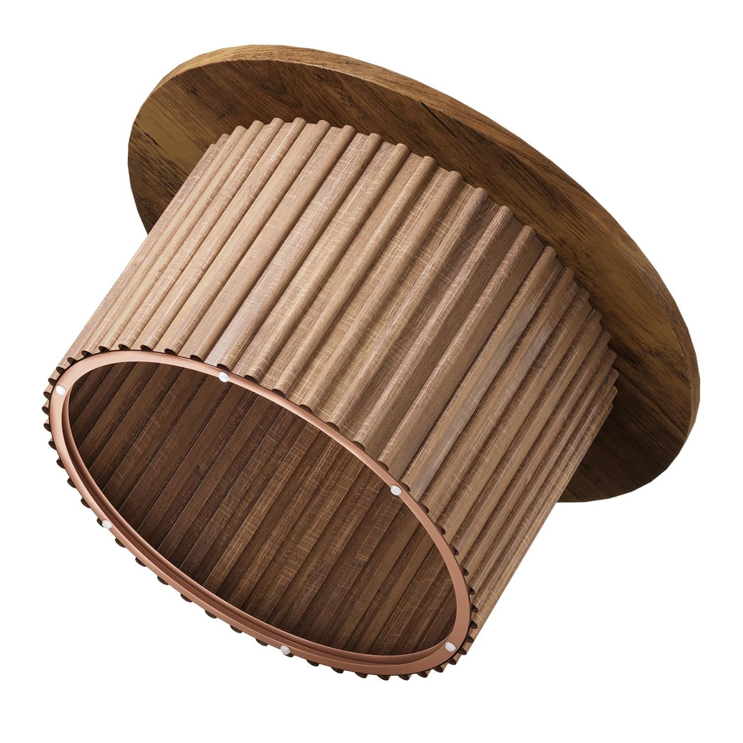 Resenkos Center Coffee Table, Living Room Table,31.5" Coffee Table, Farmhouse Circle Center Table Sofa Side Table Brown