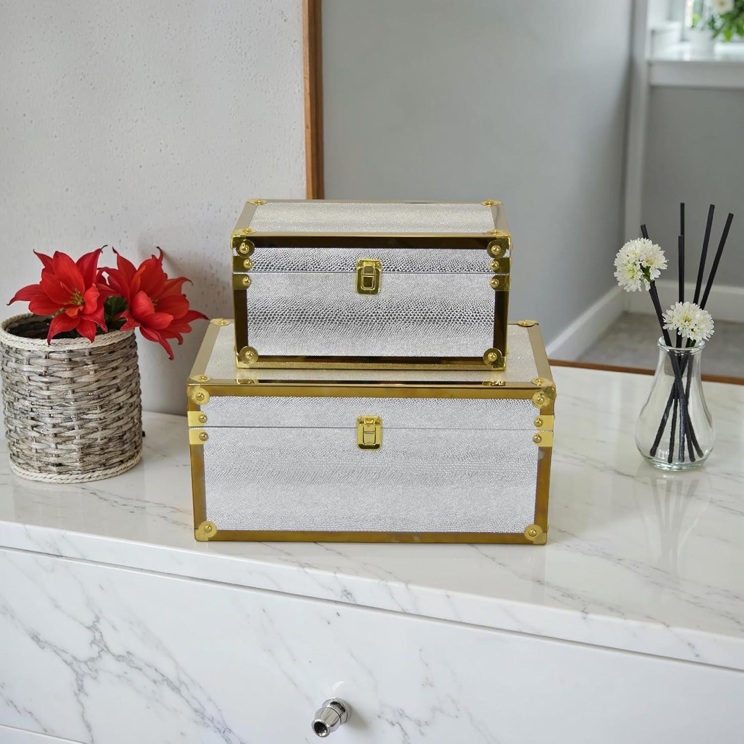 Benjara Jito Decorative Box Set of 2, Abstract Pattern