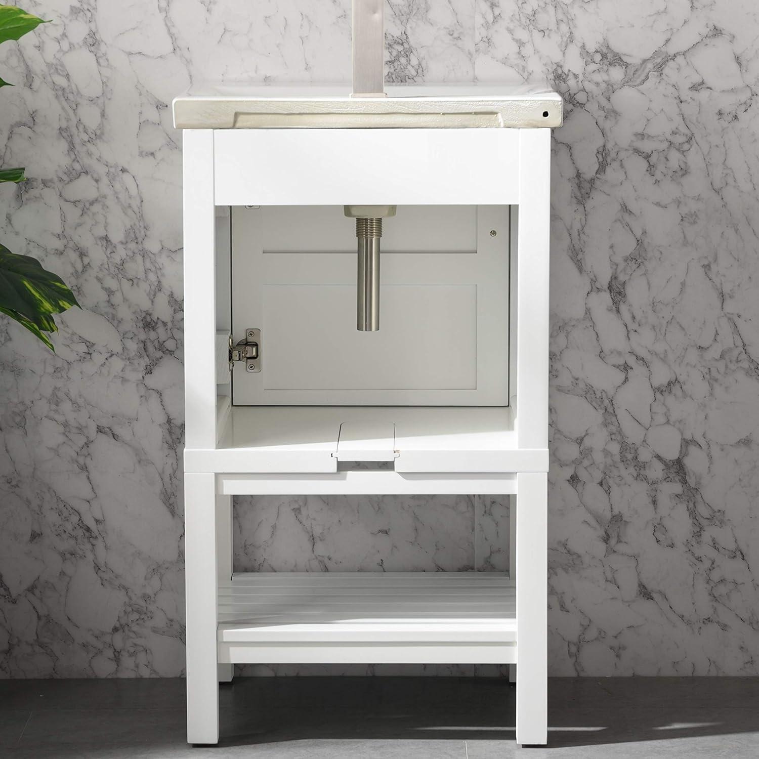 Bailey 20" White Wood Bathroom Vanity with Porcelain Top