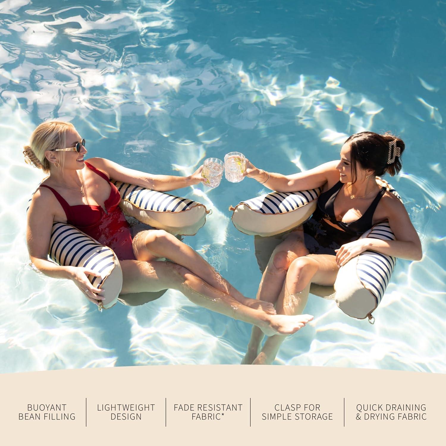 Big Joe Lux Bali Sling Pool Float, Cape Stripe, UV Protected, No Inflation Needed