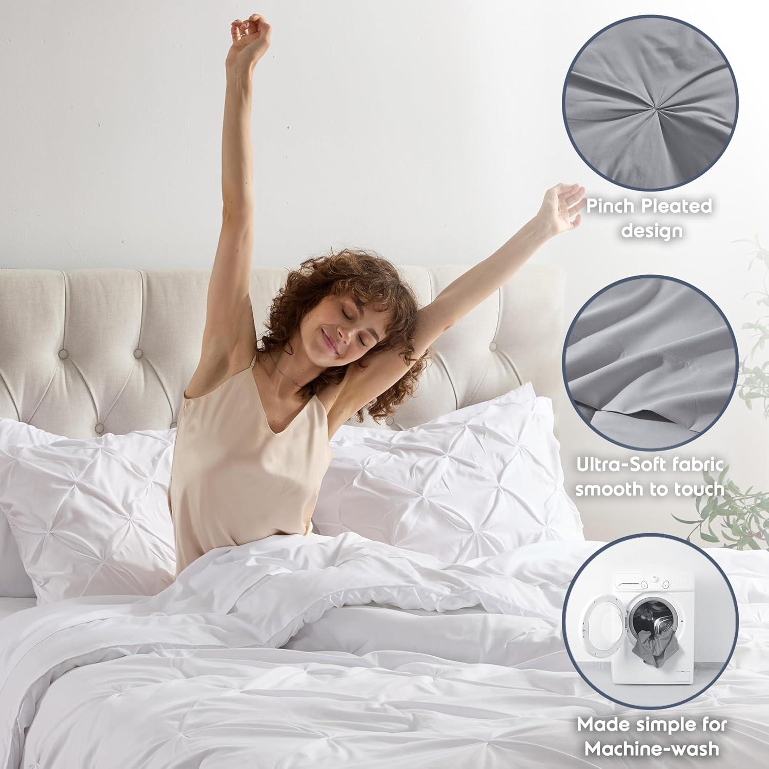 Nestl Bed-in-A-Bag Pleated Comforter Set with Bed Sheets
