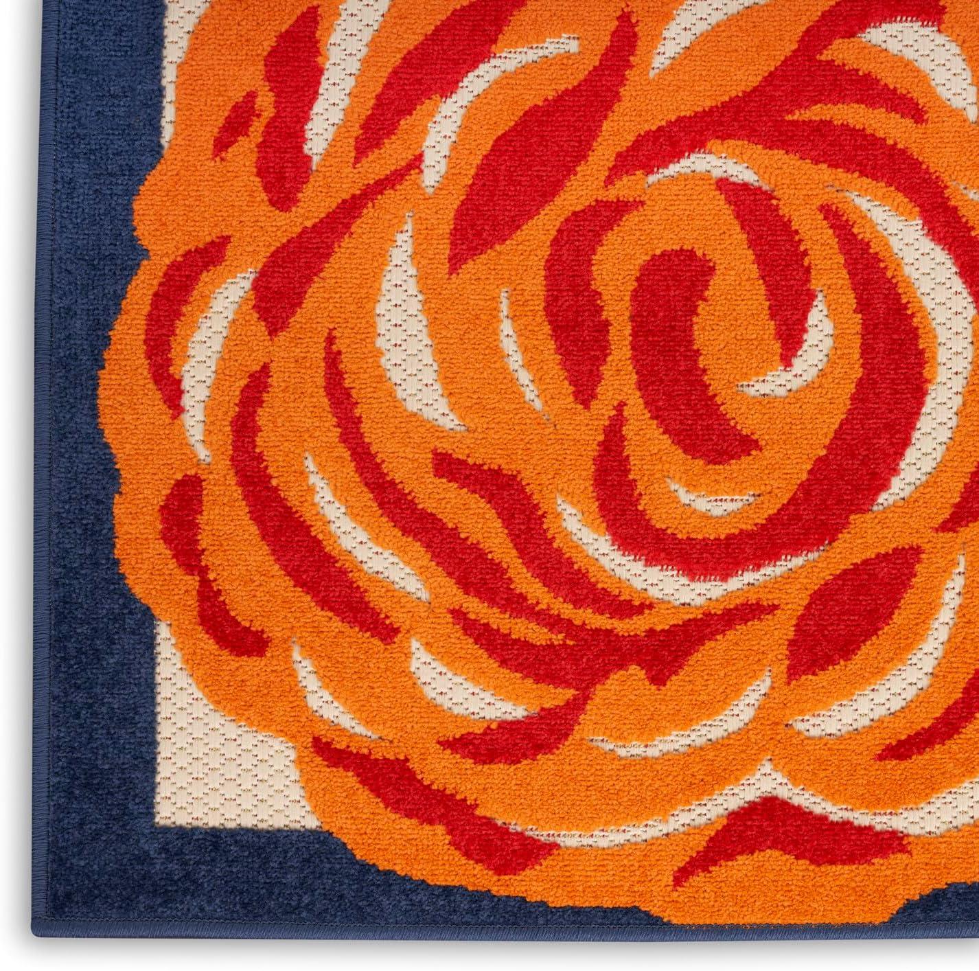 Nourison Aloha Contemporary Floral Border Outdoor Rug