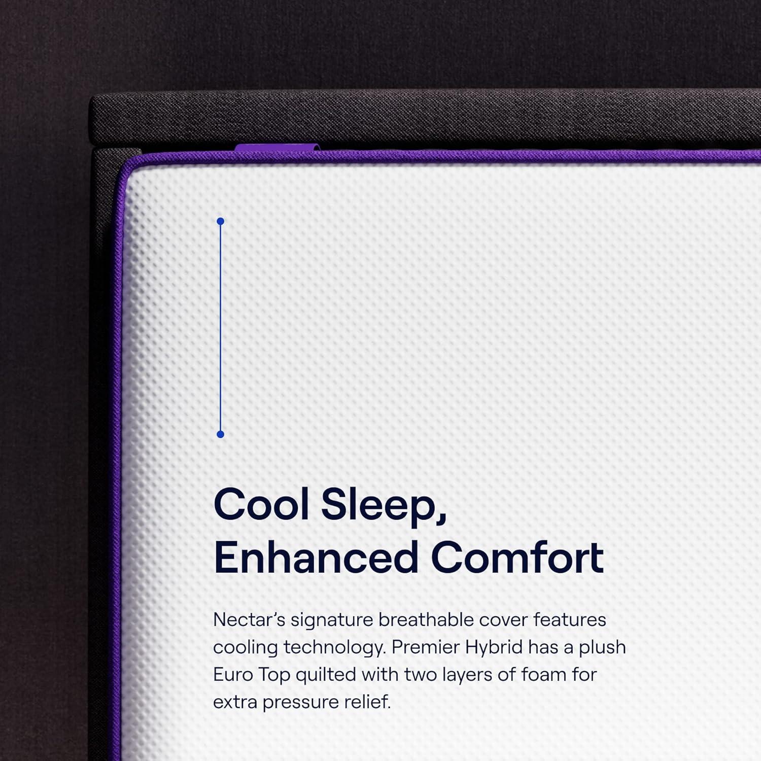 Nectar Premier Hybrid Twin Mattress 13 Inch - Medium Firm Memory Foam - Steel Springs - Heat Wicking Cooling Technology - 365-Night Trial - Forever Warranty