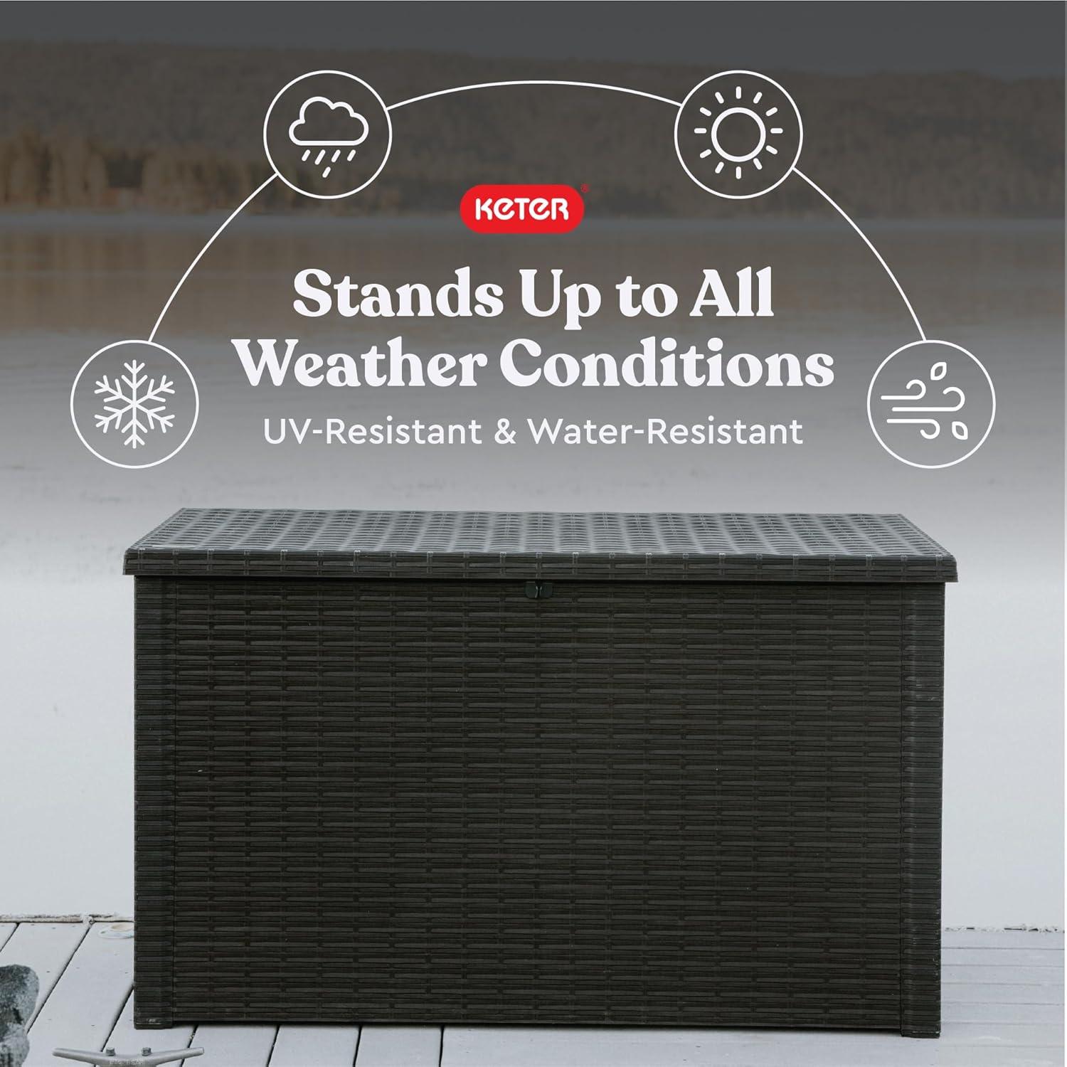 Keter Keter Java 230 Gallon XXL Durable Resin Outdoor Storage and Organization Deck Box Ideal For Garden Patio Furniture and Supplies