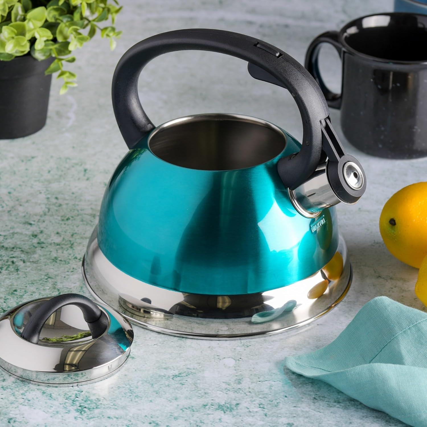Mr. Coffee Mr. Coffee Flintshire 1.75 Quart Whistling Stovetop Tea Kettle In Blue