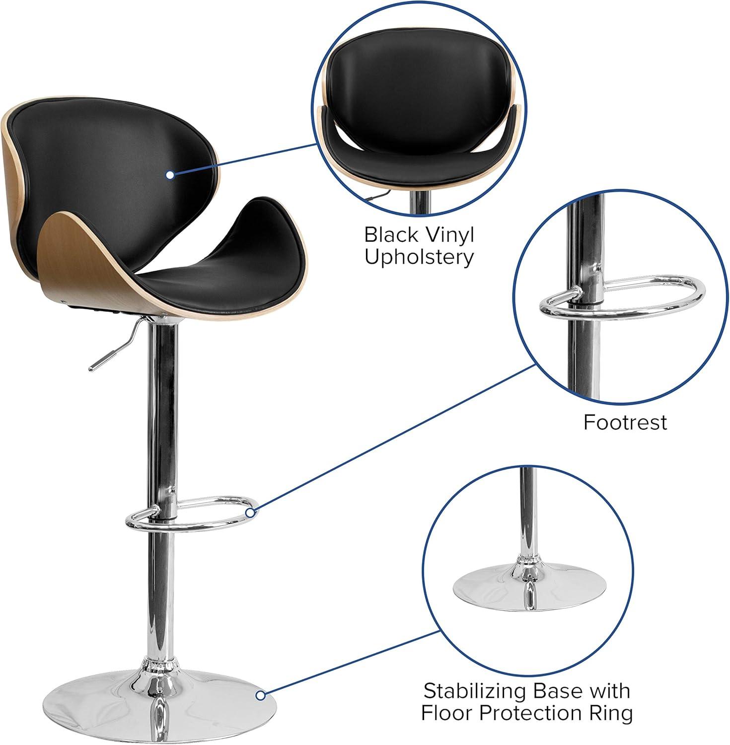 Murphy Curved Adjustable Height Swivel Bar Stool