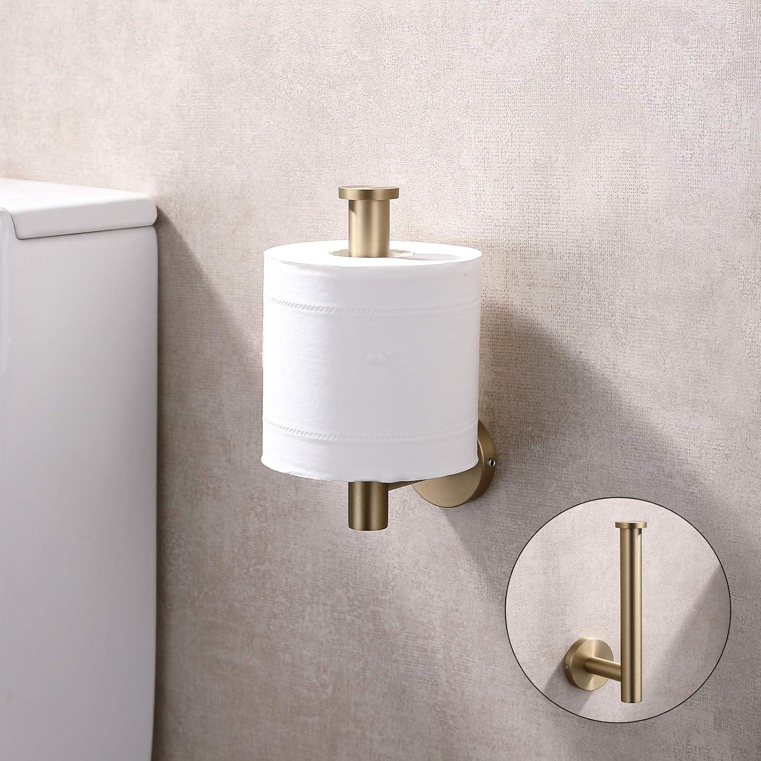 Toilet Paper Holder SUS304 Stainless Steel Round Size Brushed Gold 2 Pack