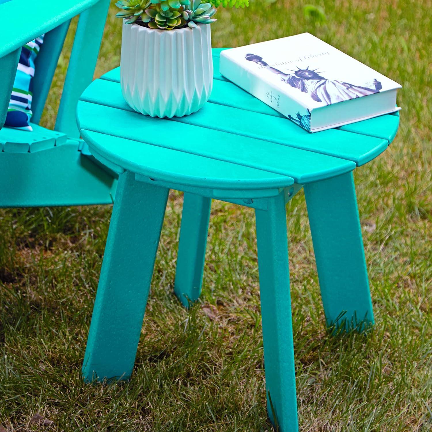 Aqua HDPE Round Outdoor Accent Table, 20" Diameter