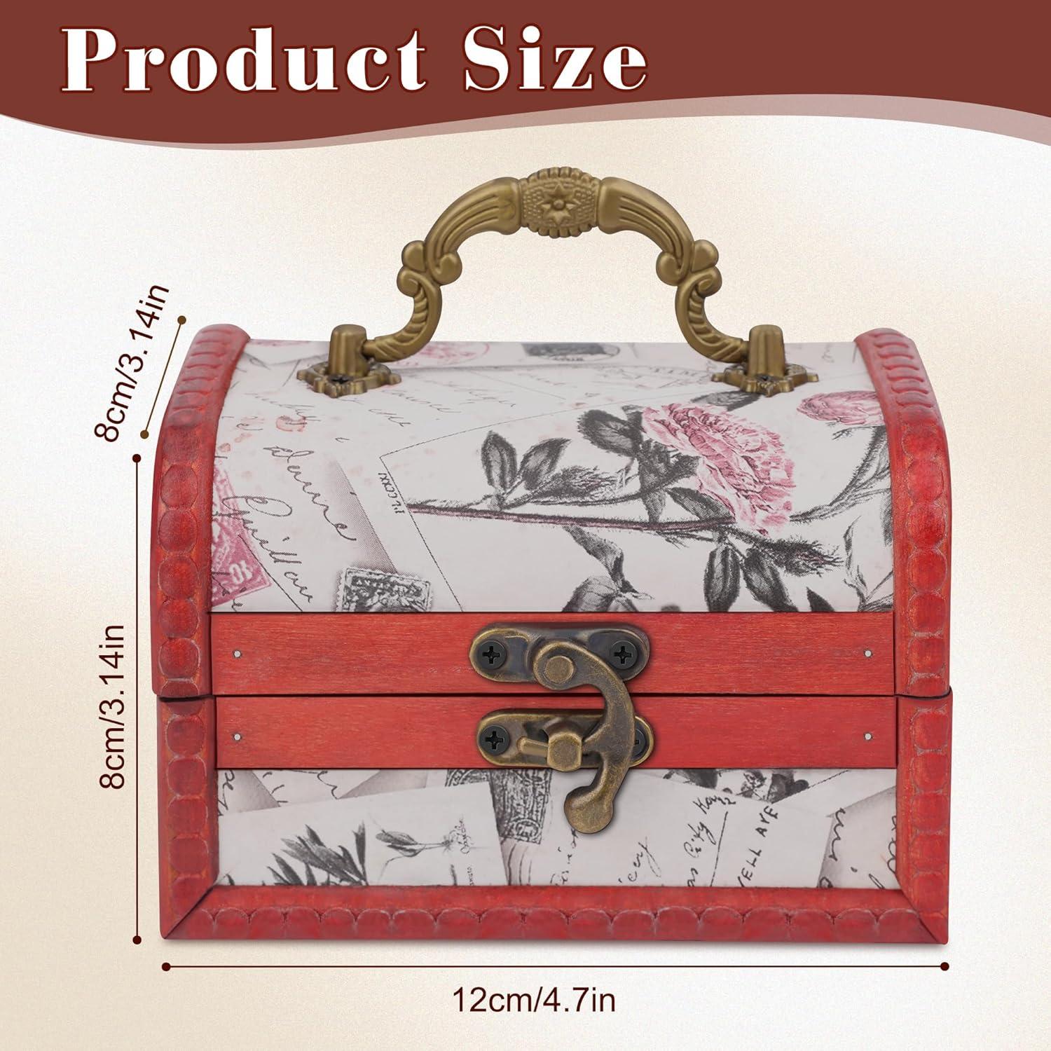 Coolrunner Handmade Retro European wooden box Vintage Wooden Treasure Case Decorative Trinket Jewelry Storage Box Old Memory (1) (Style 1)