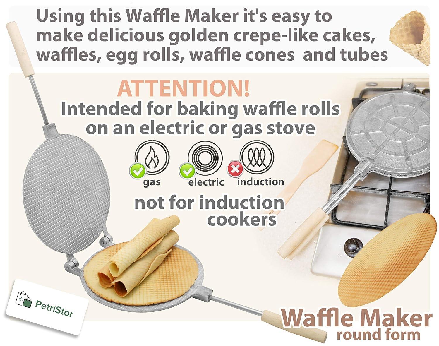 Waffle Maker - Waffle Cone Maker - Krumkake Iron - Wafer Maker - Waffle Makers - Waffle Cone Maker Machine - Stroopwafel Maker - Ice Cream - Wafer Iron Stroopwafel - Вафельница для трубочек