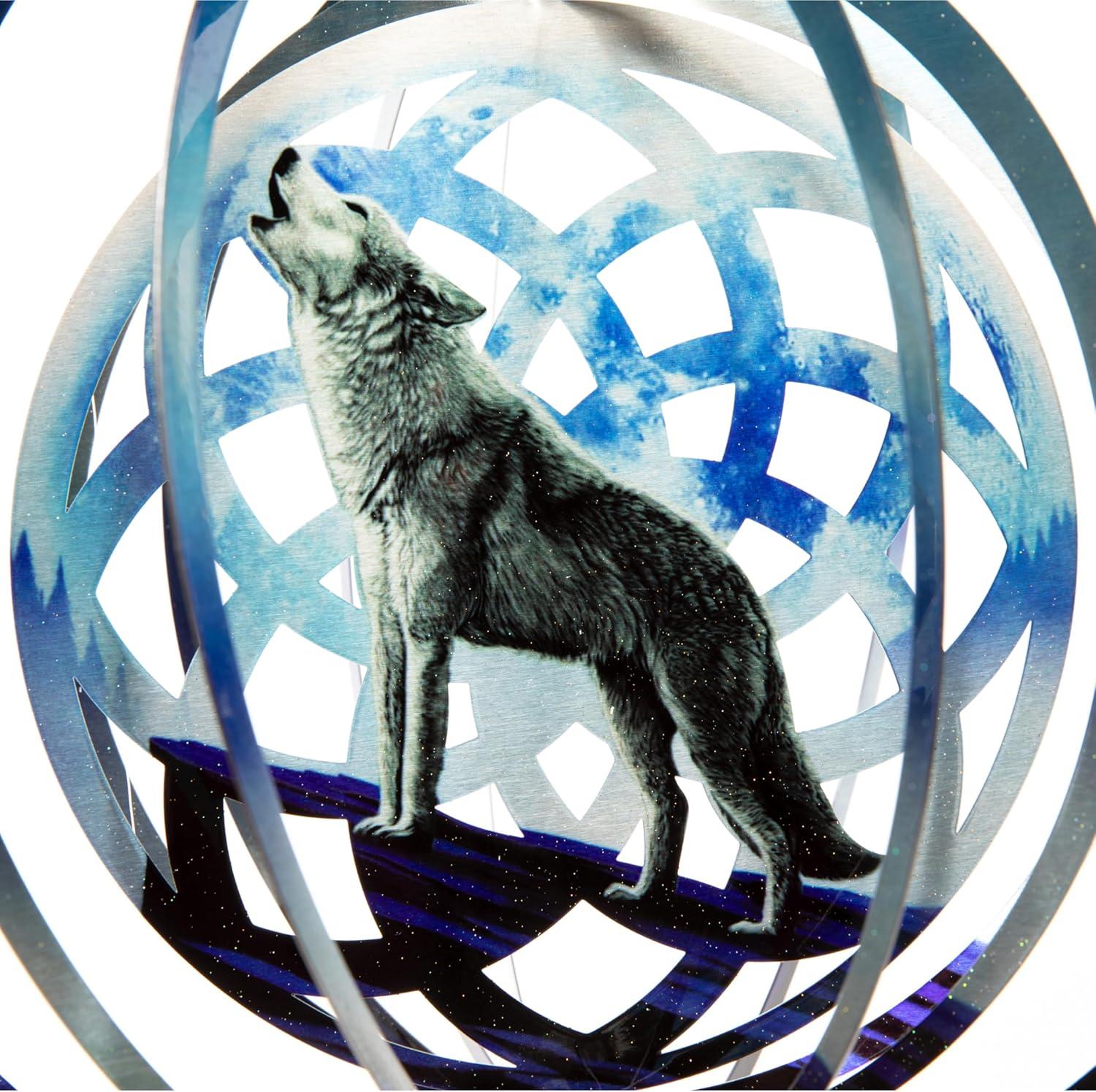 Vp Home Wolf Dreamcatcher Kinetic 3D Metal Outdoor Garden Decor Wind Spinner
