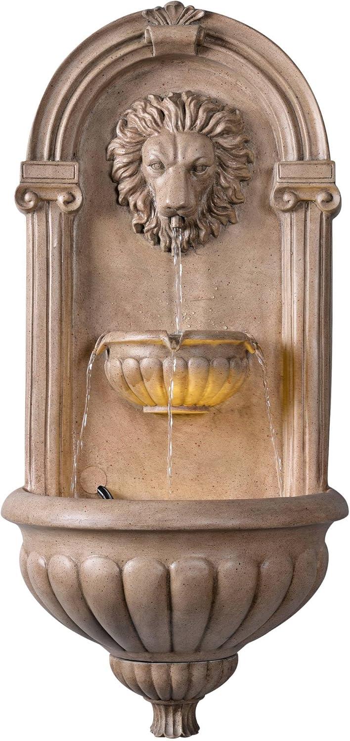 John Timberland Royal 35" High Sandstone LED Outdoor Wall Fountain