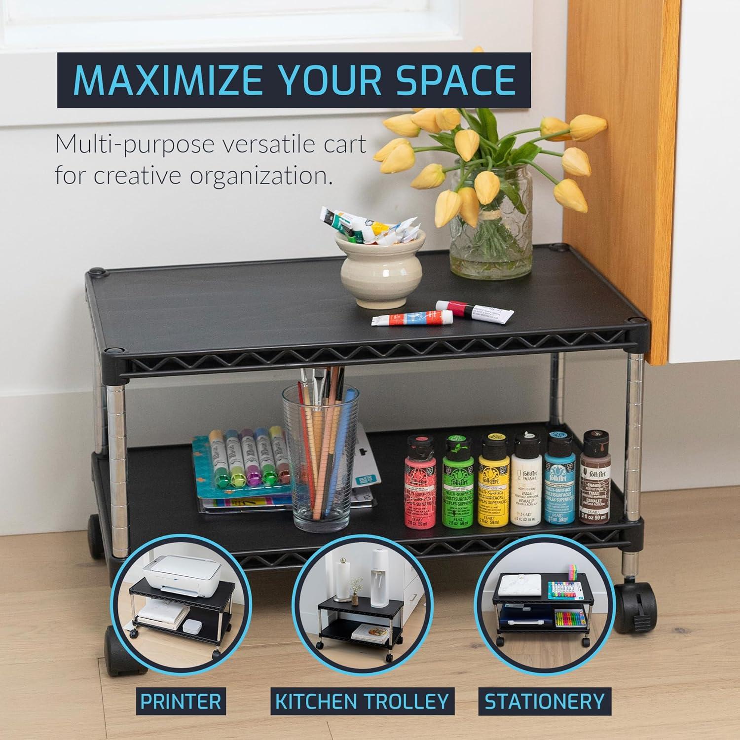 ZBRANDS // Printer Stand Cart Max, 24" x 14", 2 Tiers Heavy Duty (Max)