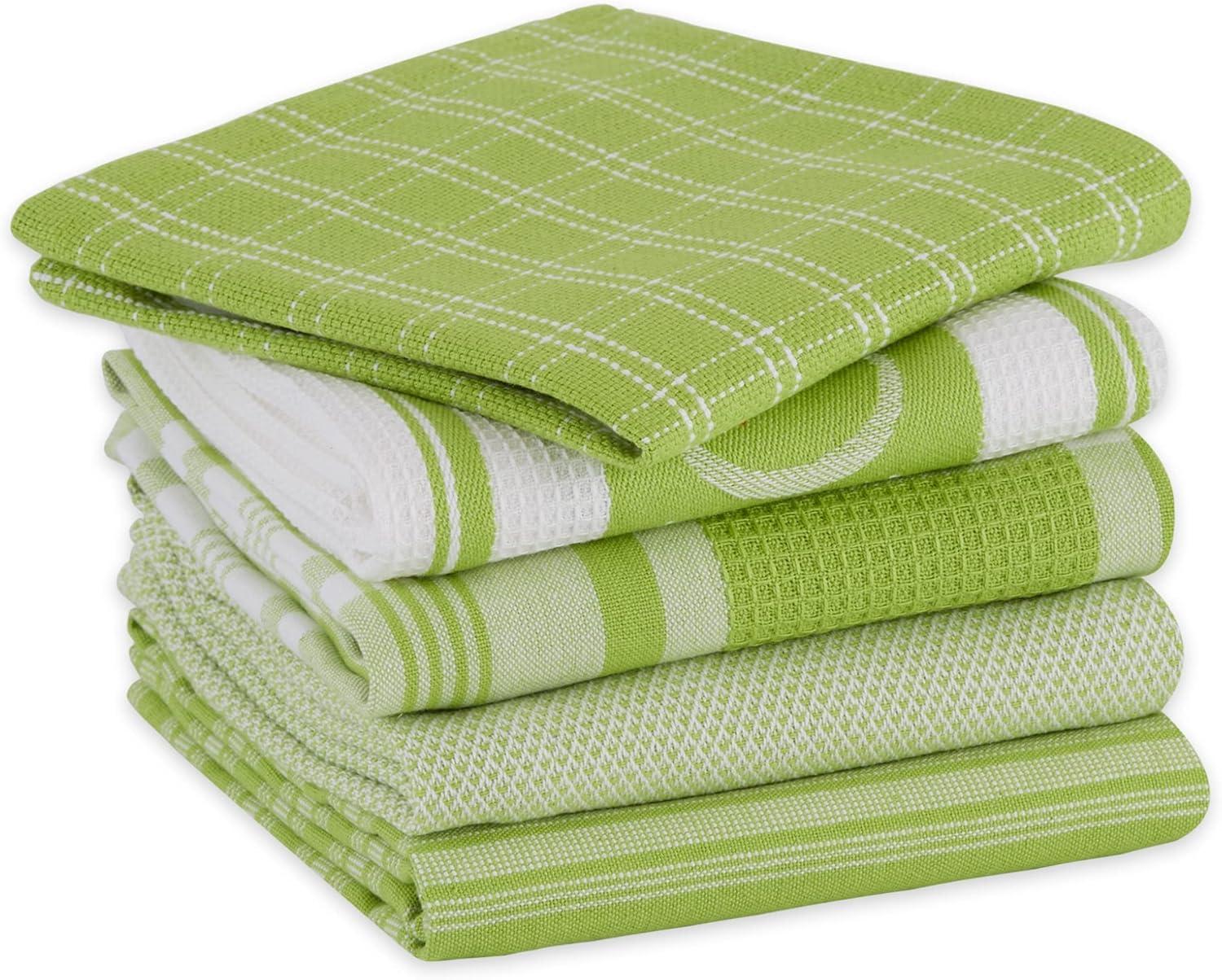 DII Cotton Assorted Foodie Dishtowel and Dishcloth in Lime Green (Set of 5)