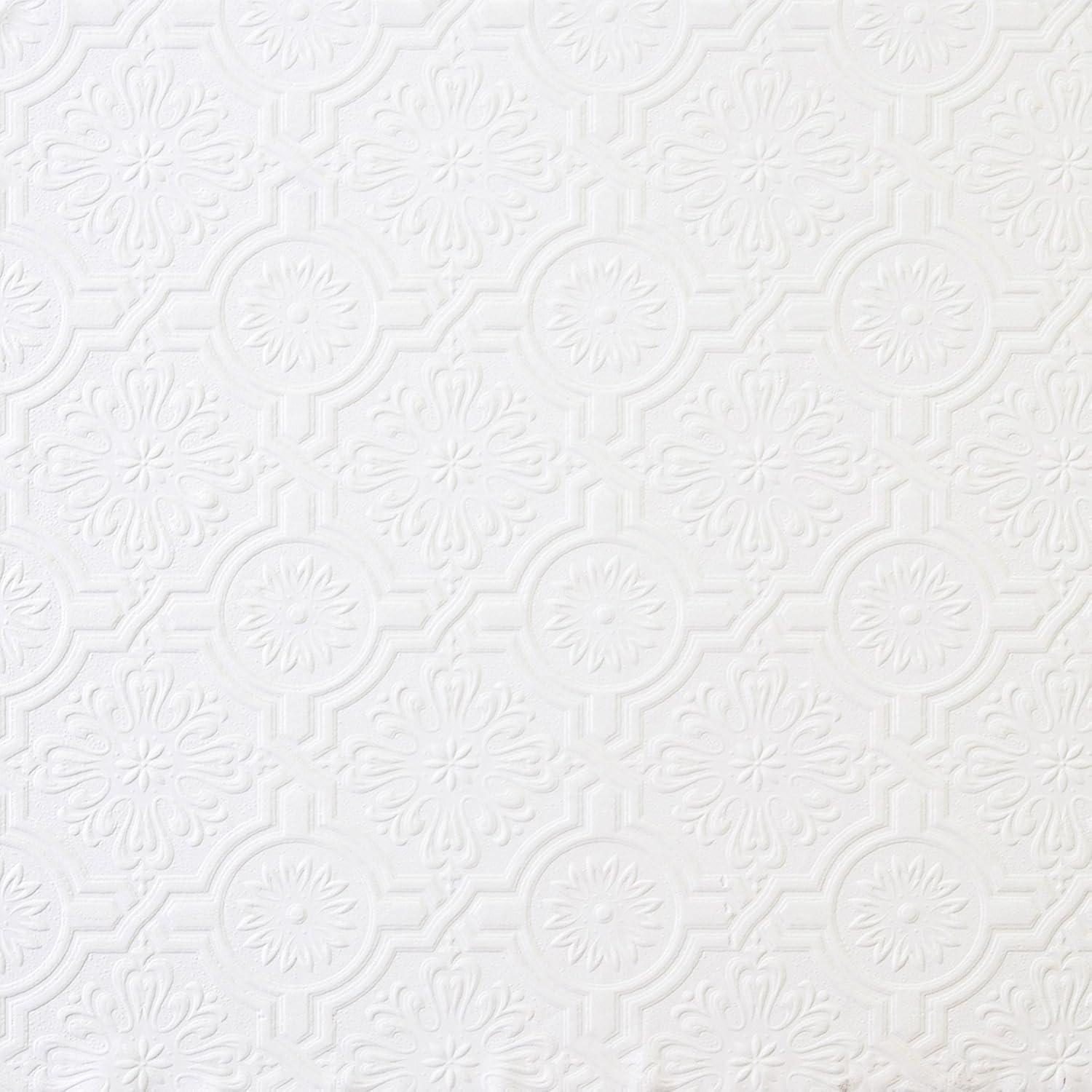 Victorian White Embossed Paintable Tin Ceiling Wallpaper