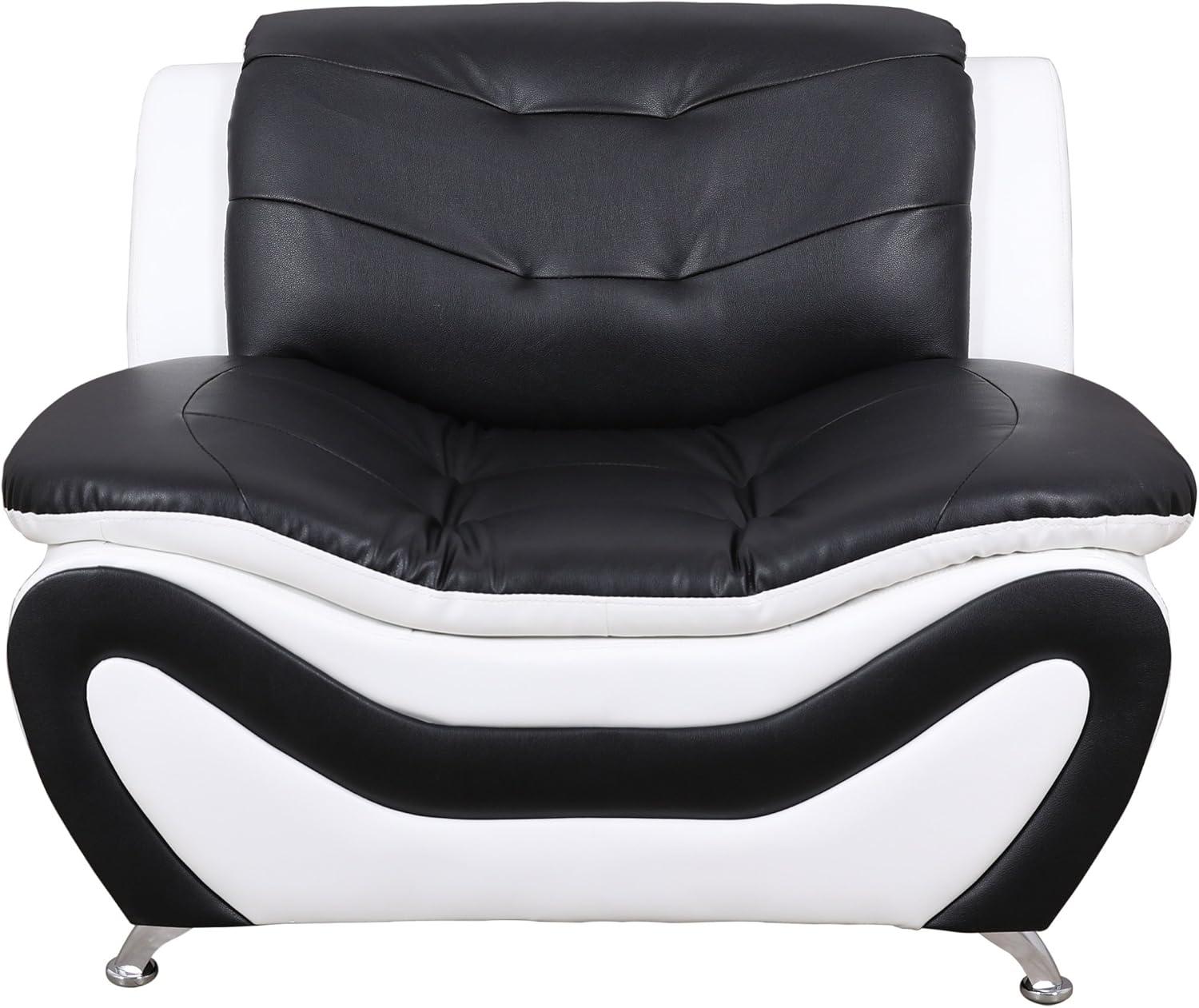 PonLiving Furniture 3 Piece Aldo Modern Sofa Set, Black & White Golden Coast Furniture 3 Piece Aldo Modern Sofa Set, Black & White