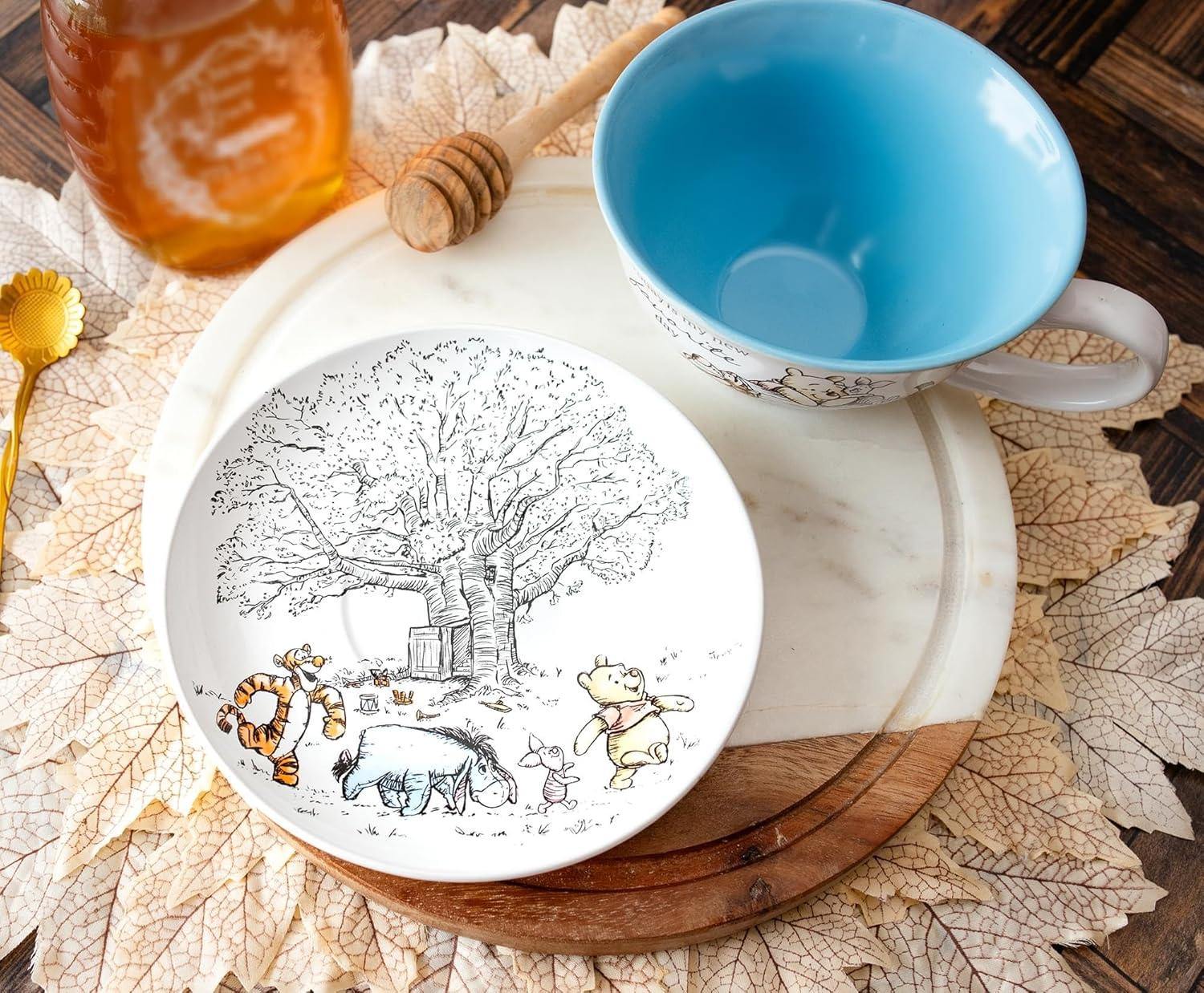 Silver Buffalo Disney Winnie The Pooh And Friends Ceramic Teacup and Saucer Set