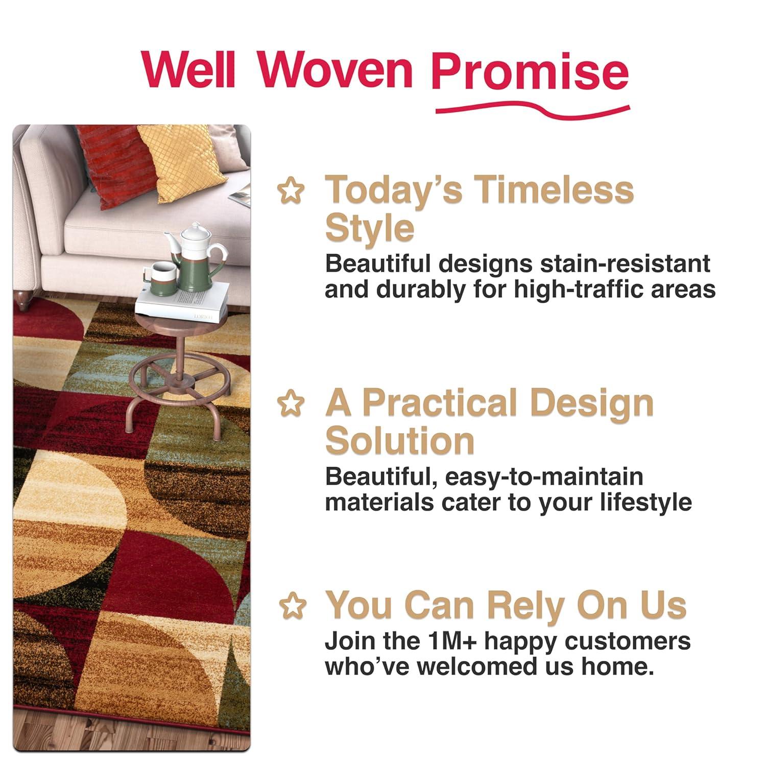 Well Woven Barclay Geometric Rustic Area Rugs, Red
