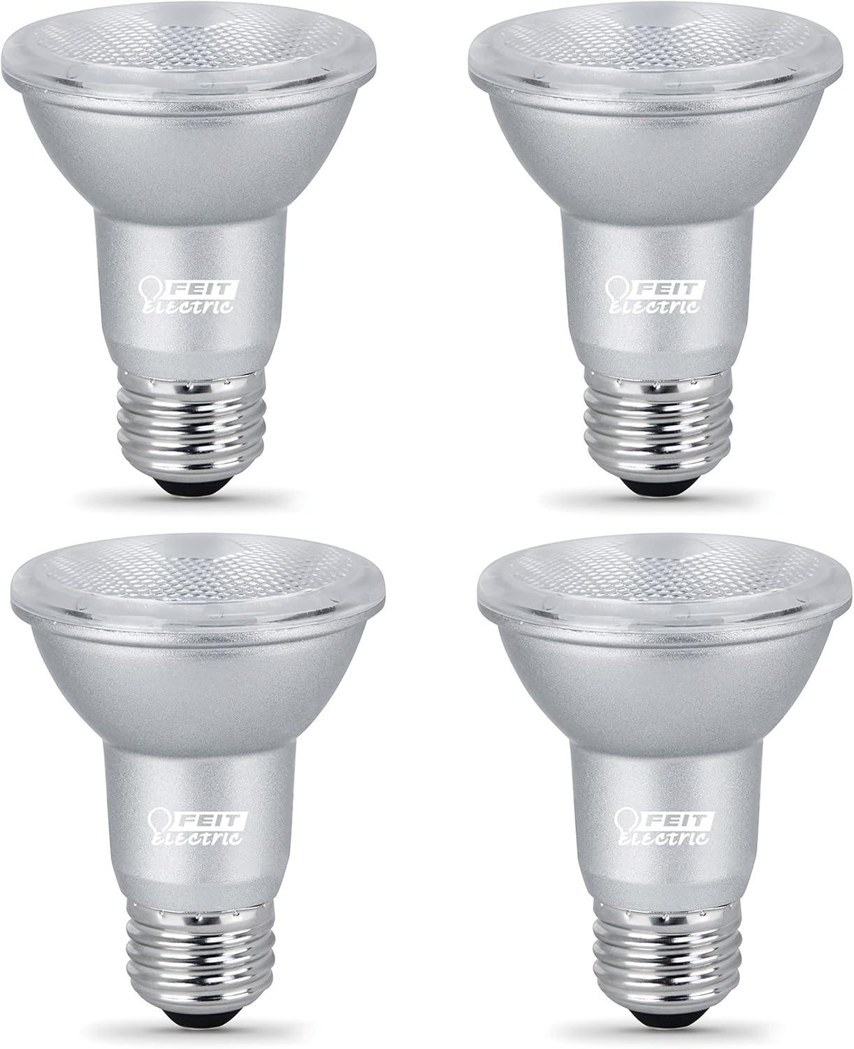 Feit Electric PAR20 LED Bulbs, 50W Equivalent, Dimmable Spotlight Bulbs, 5000k Daylight, E26 Base, 90 CRI, 450 Lumens, 22-Year Lifetime, PAR20 Flood Light Bulbs, Damp Rated, PAR20DM/950CA/4, 4 Pack
