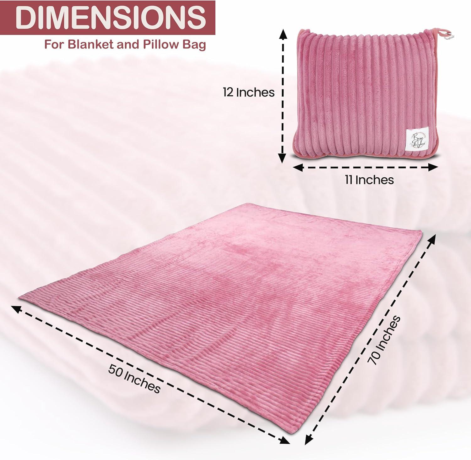 Premium Travel blanket pillow - XL 50"x70" | 2 in 1 Travel Blanket Airplane Compact with Bag having Hand Luggage Sleeve & Backpack Clip | Roadtrip, Hiking and long flight must haves | Airplane Comfort