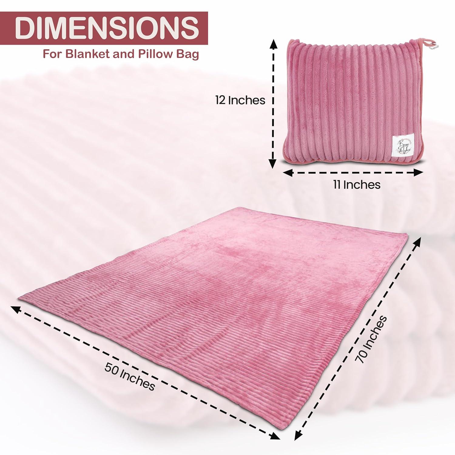 Premium Travel blanket pillow - XL 50"x70" | 2 in 1 Travel Blanket Airplane Compact with Bag having Hand Luggage Sleeve & Backpack Clip | Roadtrip, Hiking and long flight must haves | Airplane Comfort