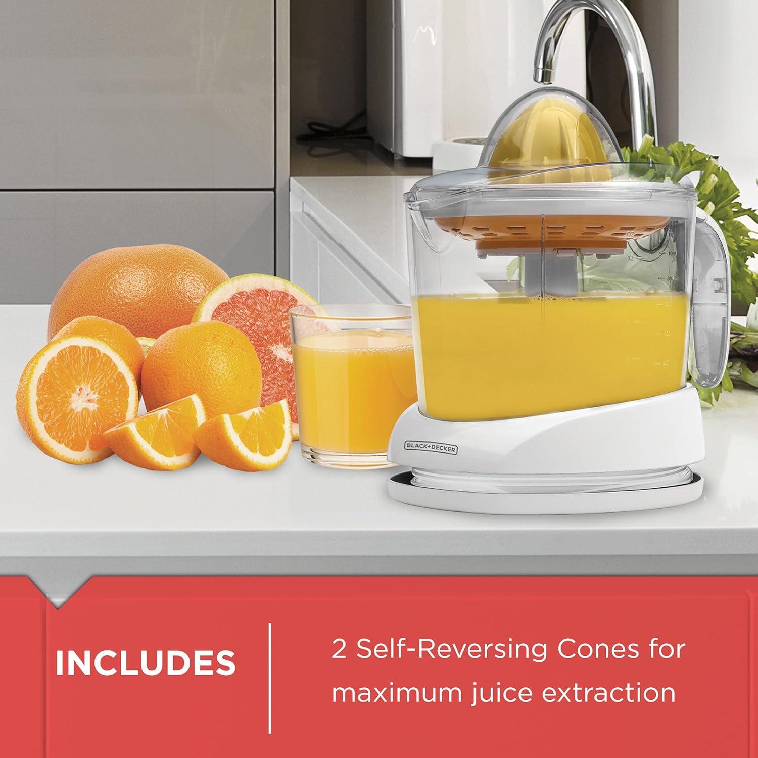 Black and Decker White Electric Citrus Juicer with Adjustable Pulp Control