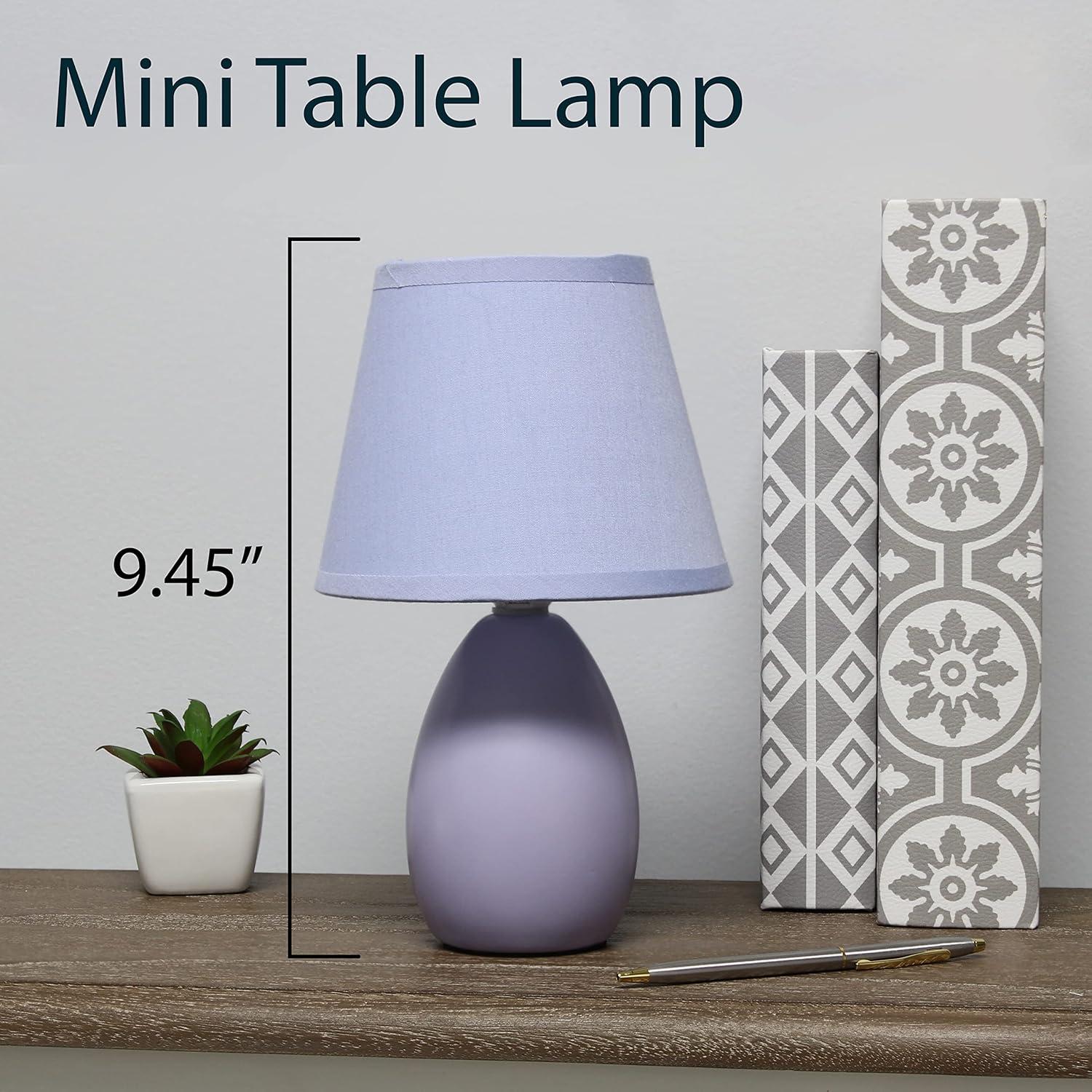 Purple Mini Egg Ceramic Table Lamp with Fabric Shade