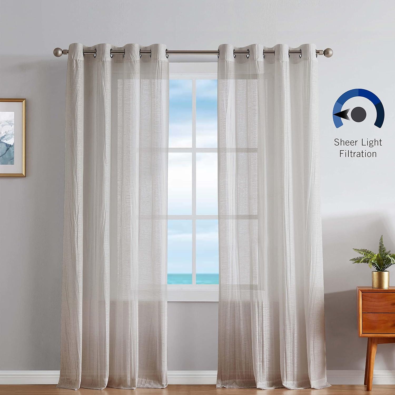 Nautica Cordelia Crushed Sheer Window Curtains (Set of 2)