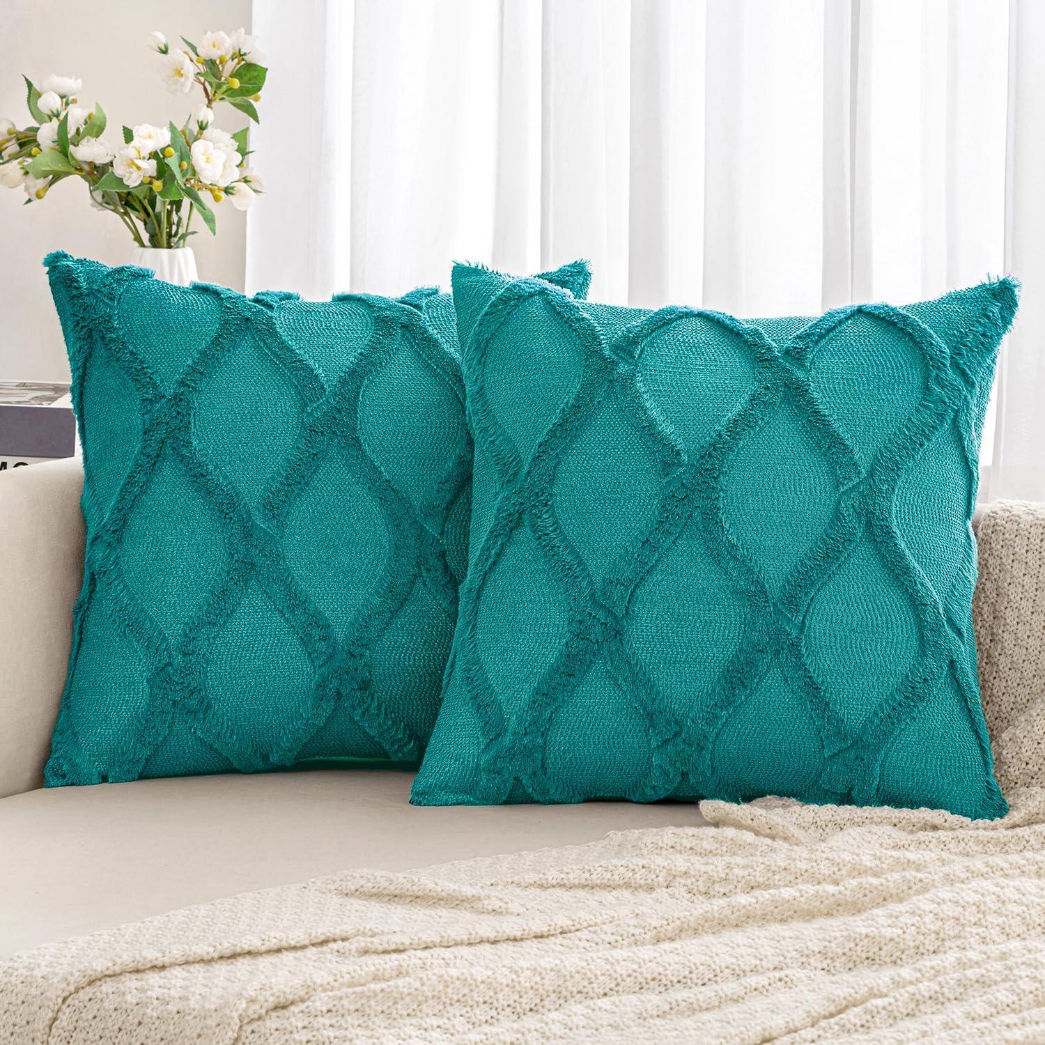 Teal Chenille 18x18 Euro Pillow Covers, Pack of 2