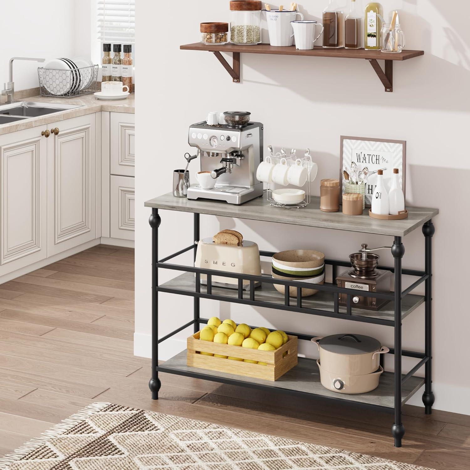 Console Table, 3-Tier Sofa Tables Narrow Entryway Table with Storage, 43" Behind Couch Table Industrial Hallway Table Home Furniture for Living Room, Foyer, Bedroom