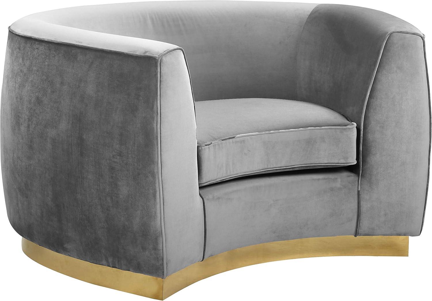 Meridian Furniture Julian Velvet Accent Chair in Gray and Gold