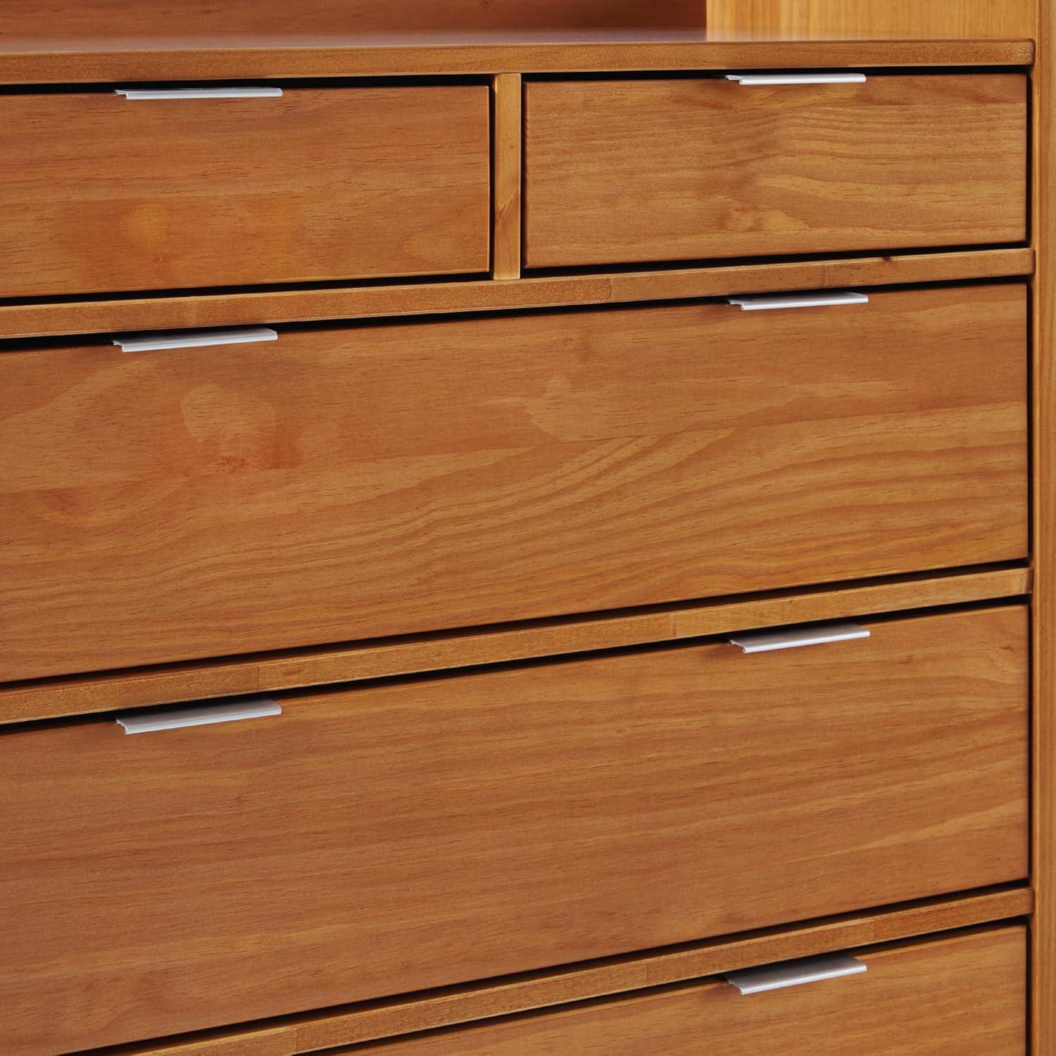 Caramel Solid Wood Mid-Century Modern 6-Drawer Tall Dresser