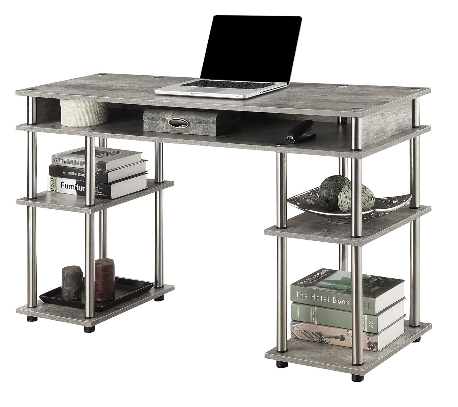 Convenience Concepts Designs2Go 30" Tall No Tools Student Desk with Shelves, Faux Birch