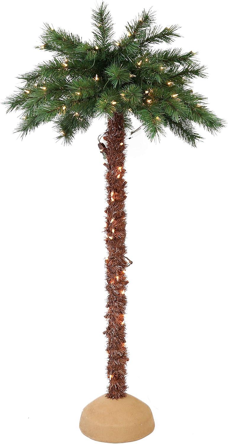 Tropical Glow 6ft Pre-Lit White Light Palm Christmas Tree