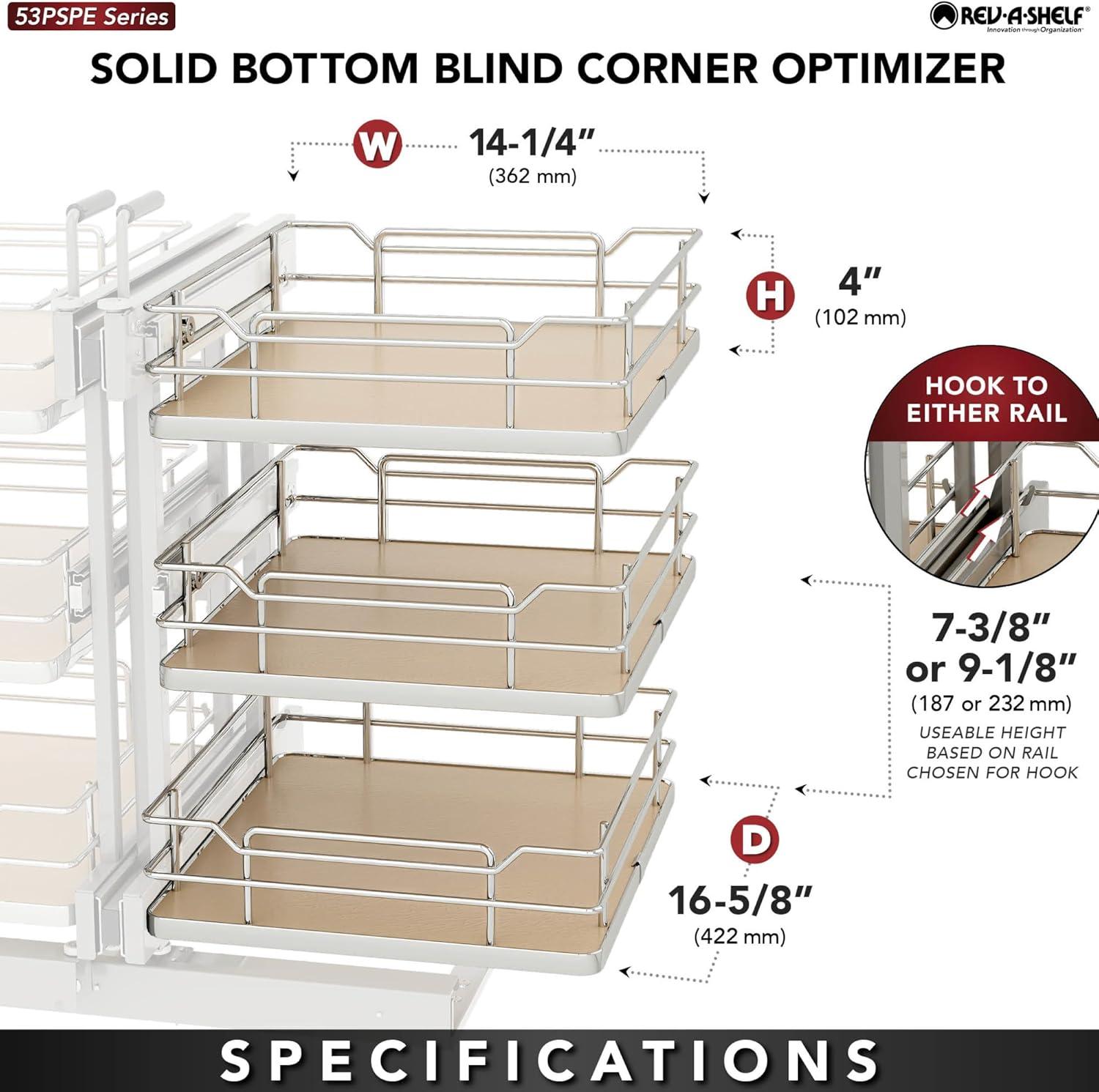 Steel 3-Tier Pullout Organizer for Blind Corner Cabinets