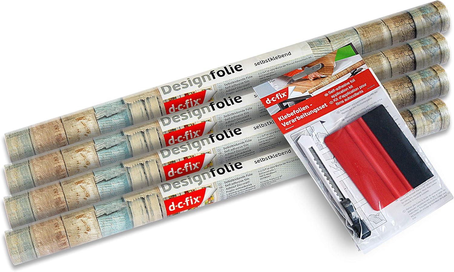 d-c-fix 96407 Beach Wood Self Adhesive Decor Film, 17" x 78", 4-Pack with Applicator