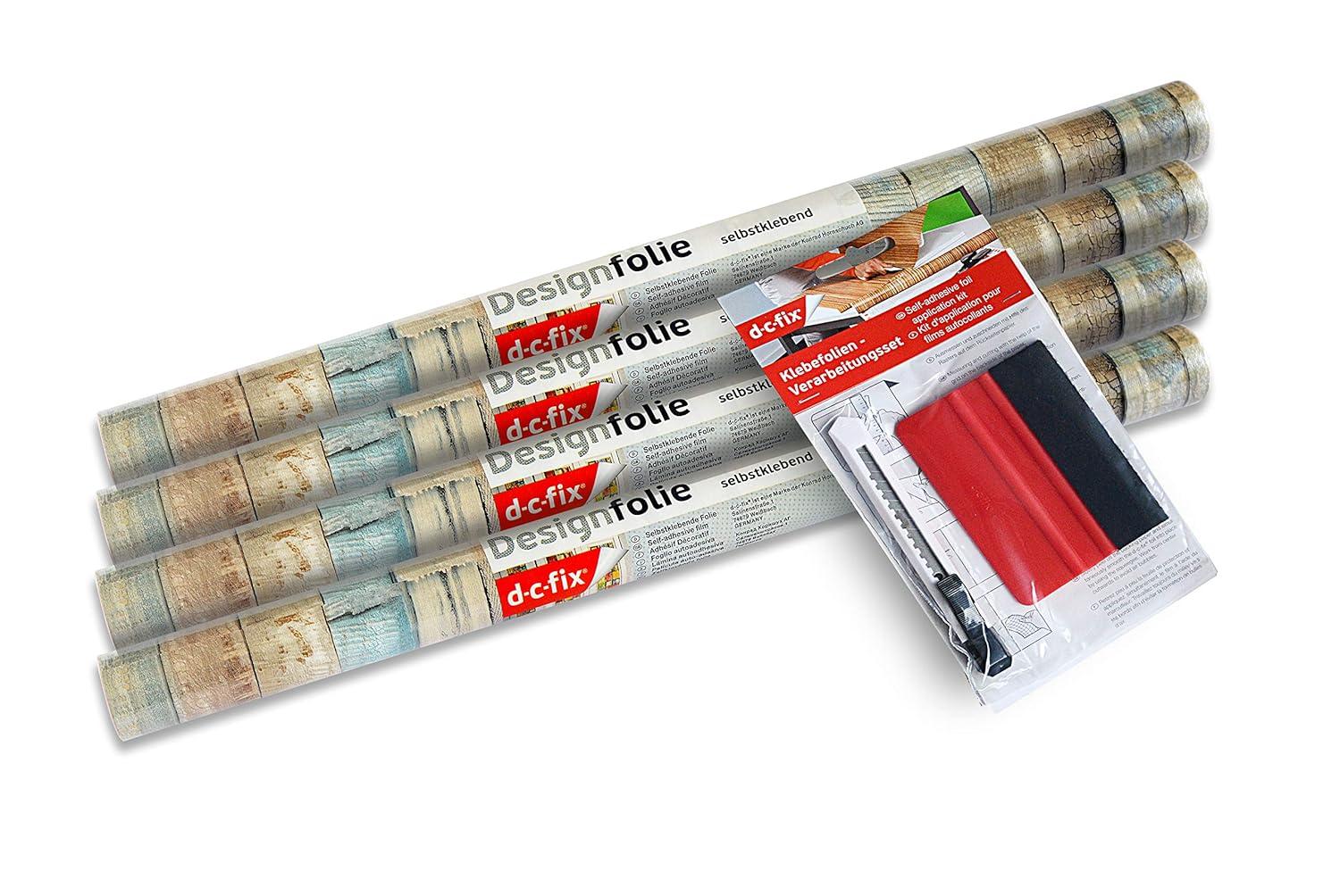 d-c-fix 96407 Beach Wood Self Adhesive Decor Film, 17" x 78", 4-Pack with Applicator